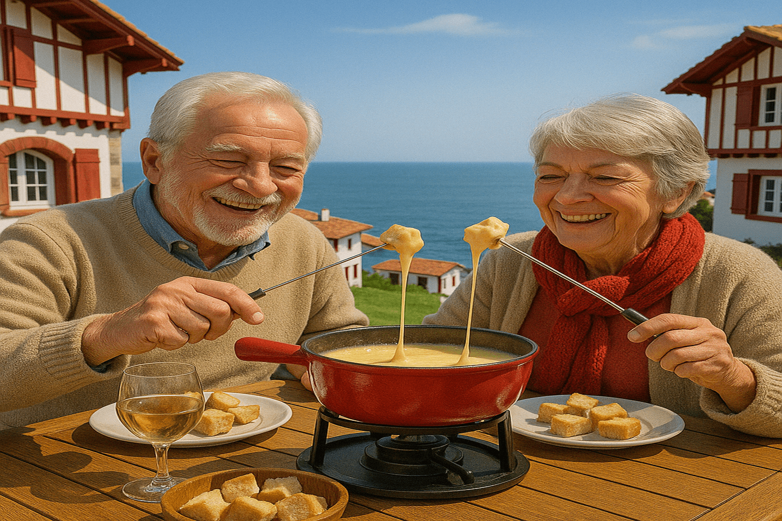 Personne agé entrain de manger une fondu